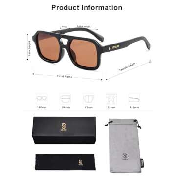 SOJOS Retro Aviator Sunglasses for Men Women Polarized Shades
