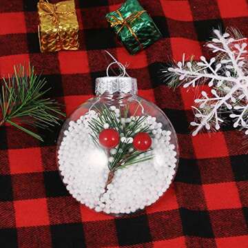 Auihiay 3.15 Inch Christmas Plastic Discs Ornaments, Clear Disc Balls Fillable for DIY Craft Projects, Valentines Day, Wedding, Birthday, Party, Home Decor (Pack of 6)