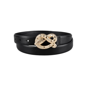 Jessica Simpson Women's Fashion Casual Belt - Chic Black Snake Buckle