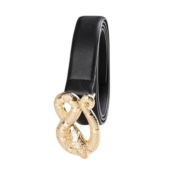 Stylish Women's Casual Belt with Gold Snake Buckle
