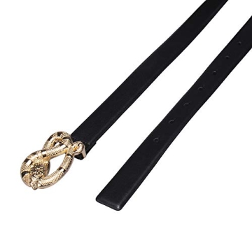 Stylish Women's Casual Belt with Gold Snake Buckle
