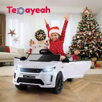 TEOAYEAH 12V Lithium Battery Powered Licensed Land-Rover Electric Car for Kids, Longer Playtime, Parent Remote Control Ride on Car, Wireless Music, Luxury Ride on Toys