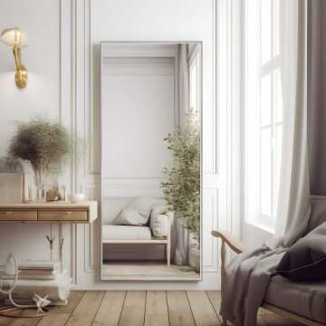 PexFix Full Length Mirror Hanging Mirror Dressing Mirror Wall-Mounted Mirror with Stand,Full Body Mi...