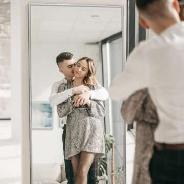 PexFix Full Length Mirror Hanging Mirror Dressing Mirror Wall-Mounted Mirror with Stand,Full Body Mirror with Aluminum Alloy Thin Frame,Silver,65"x22"