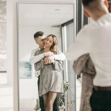 PexFix Full Length Mirror Hanging Mirror Dressing Mirror Wall-Mounted Mirror with Stand,Full Body Mirror with Aluminum Alloy Thin Frame,Silver,65"x22"