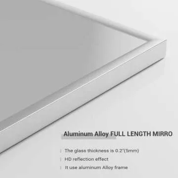 PexFix Full Length Mirror Hanging Mirror Dressing Mirror Wall-Mounted Mirror with Stand,Full Body Mirror with Aluminum Alloy Thin Frame,Silver,65"x22"