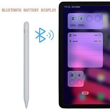 Stylus Pen for iPad with Palm Rejection, Bluetooth Active iPad Pencil Compatible with Apple iPad Pro 12.9/11, iPad 9/8/7/6 Gen, Mini 6/5, Air 5/4/3 Apple Pen with Battery Level Display