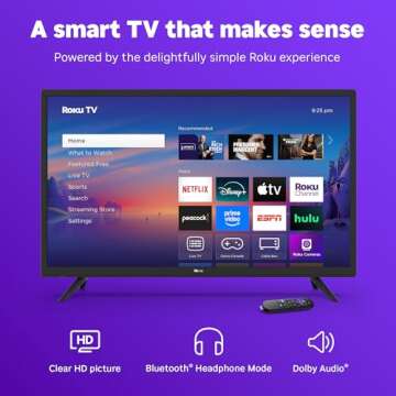 Roku Smart TV 2025 – 32-Inch Select Series with Voice Remote
