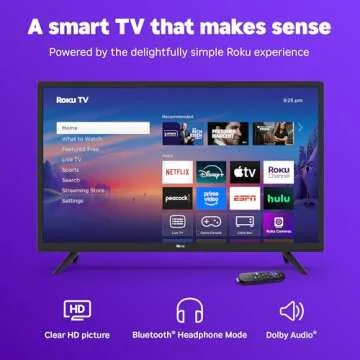 Roku Smart TV 2025 – 32-Inch Select Series with Voice Remote