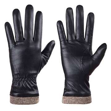 REDESS Winter Leather Gloves for Women, Wool Fleece Lined Warm Gloves, Touchscreen Texting Thick The...