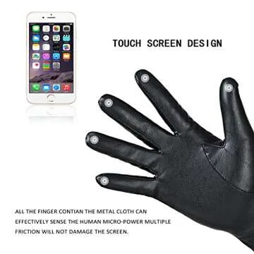 REDESS Winter Leather Gloves for Women, Wool Fleece Lined Warm Gloves, Touchscreen Texting Thick Thermal Snow Driving Gloves