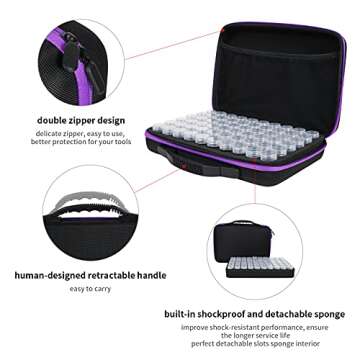 Douorgan 60-Slot Diamond Art Storage Case - Portable Shockproof Organizer and Accessory Box for Jewe...