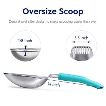 WePet Cat Litter Scoop, Aluminum Alloy Sifter, Kitty Metal Scooper, Deep Shovel, Long Handle, Poop S...