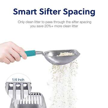 WePet Cat Litter Scoop, Aluminum Alloy Sifter, Kitty Metal Scooper, Deep Shovel, Long Handle, Poop Sifting, Kitten Pooper Lifter, Durable, Heavy Duty, for Litter Box