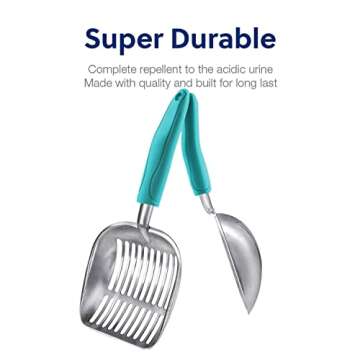 WePet Cat Litter Scoop, Aluminum Alloy Sifter, Kitty Metal Scooper, Deep Shovel, Long Handle, Poop Sifting, Kitten Pooper Lifter, Durable, Heavy Duty, for Litter Box