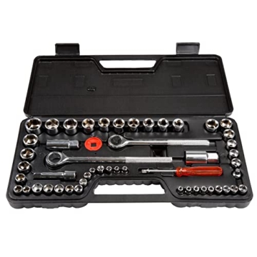 52-Piece Drive Socket Set - 1/4, 3/8 and 1/2 Sockets - SAE and Metric Tools for Mechanics, Craftsmen...