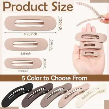 15 Pcs Flat Hair Clips for Women, Large Flat Claw Clips for Thin Thick Hair, 3 Sizes Lay Down Hair C...