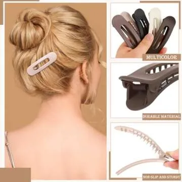 15 Pcs Flat Hair Clips for Women, Large Flat Claw Clips for Thin Thick Hair, 3 Sizes Lay Down Hair Clip Flat Clips for Hair Accessories for Women