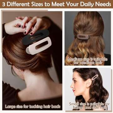 15 Pcs Flat Hair Clips for Women, Large Flat Claw Clips for Thin Thick Hair, 3 Sizes Lay Down Hair Clip Flat Clips for Hair Accessories for Women