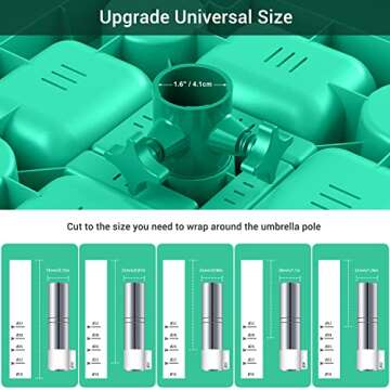 Keten 16" Beach Umbrella Table Tray with 4 Cup Holders, 4 Snack Compartments, 4 Sunglasses Holes, 4 Phone Slots, Umbrella Table for Beach, Patio, Garden, Swimming Pool