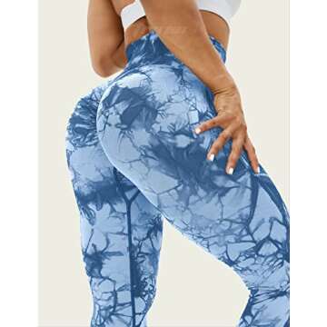 Tryon Tie Dye Seamless Leggings for Women High Waist Workout Gym Yoga Pants Scrunch Butt Lift Tights Blue S