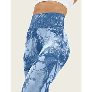 Tryon Tie Dye Seamless Leggings for Women High Waist Workout Gym Yoga Pants Scrunch Butt Lift Tights Blue S