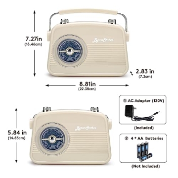 ByronStatics Portable Vintage Radio Best for Music Lovers