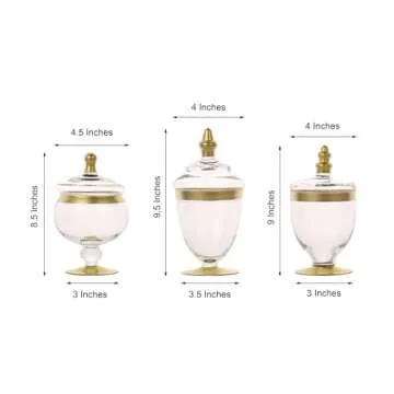 Elegant Gold Glass Apothecary Jars Set for Weddings