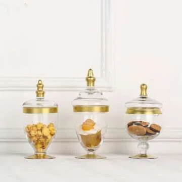 Elegant Gold Glass Apothecary Jars Set for Weddings
