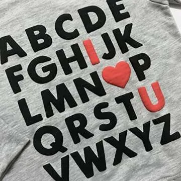 Mrocioa Valentines Day Shirt for Boys Girls Alphabet ABC I LOVE U Sweatshirt Toddler Kids VDAY Heart Tops Size 7 Years