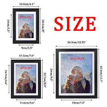 Giftgarden Multi Black Picture Frames with Mat for Multiple Sizes Photos, Four 4x6, Four 5x7, Two 8x10 for Gallery Photo Frame Collage Wall or Tabletop Display, Assortment Pack of 10