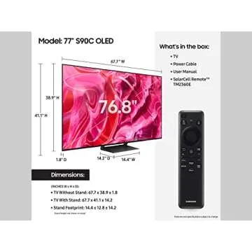 SAMSUNG 77-Inch Class OLED 4K S90C Series Quantum HDR, Dolby Atmos Object Tracking Sound Lite, Ultra...