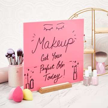 Okuna Outpost 2-Pack Opaque Cast Acrylic Sheet, 1/8-Inch Thick 11.75x11.75-Inch Square Plastic Tiles for Wall Decorations, Laser Cutting, Arts & Crafts, & Custom Signs for Cafes & Boutiques (Pink)