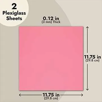 Okuna Outpost 2-Pack Opaque Cast Acrylic Sheet, 1/8-Inch Thick 11.75x11.75-Inch Square Plastic Tiles for Wall Decorations, Laser Cutting, Arts & Crafts, & Custom Signs for Cafes & Boutiques (Pink)