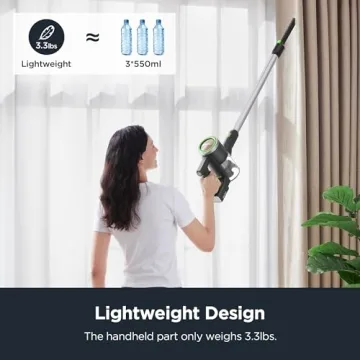 Eureka Lightweight Cordless Stick Vacuum Cleaner Convenient for Hard Floors, Rechargeable Handheld Vacuum Cleaner Portable with Powerful Motor Efficient Suction, RapidClean Ultra NEC370GR, Moss Green