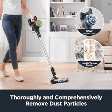 Eureka Lightweight Cordless Stick Vacuum Cleaner Convenient for Hard Floors, Rechargeable Handheld Vacuum Cleaner Portable with Powerful Motor Efficient Suction, RapidClean Ultra NEC370GR, Moss Green