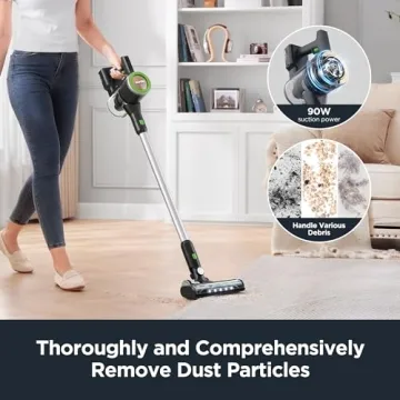 Eureka Lightweight Cordless Stick Vacuum Cleaner Convenient for Hard Floors, Rechargeable Handheld Vacuum Cleaner Portable with Powerful Motor Efficient Suction, RapidClean Ultra NEC370GR, Moss Green