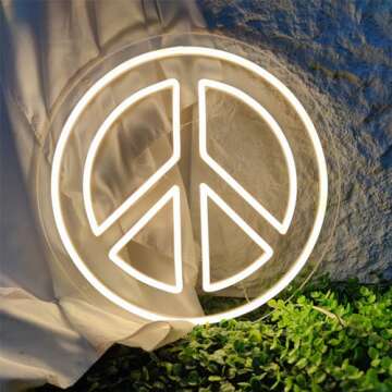 Peace Sign,Neon Peace Sign,Peace Neon Sign 13.7 * 13.7 inches Lights LED Home Wall Decoration USB Po...