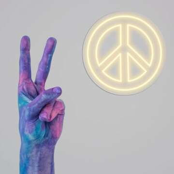 Peace Sign,Neon Peace Sign,Peace Neon Sign 13.7 * 13.7 inches Lights LED Home Wall Decoration USB Powered for Room Aesthetic Room Decor Christmas Birthday Party Decoration INSNEnN