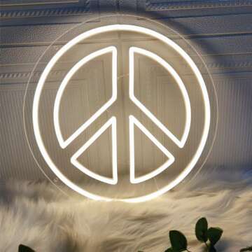 Peace Sign,Neon Peace Sign,Peace Neon Sign 13.7 * 13.7 inches Lights LED Home Wall Decoration USB Powered for Room Aesthetic Room Decor Christmas Birthday Party Decoration INSNEnN