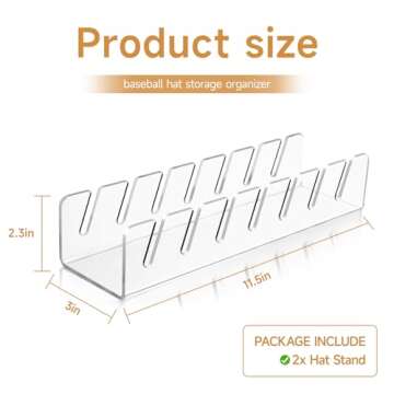 WeiranLife 2024 New Hat Stand for Baseball Caps Display and Organizer,No Install Acrylic Hat Holder ...
