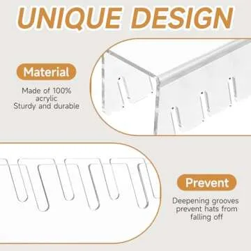 WeiranLife 2024 New Hat Stand for Baseball Caps Display and Organizer,No Install Acrylic Hat Holder for 14 Baseball Caps for Bedroom, Closet, Dresser and Wall 2PCS