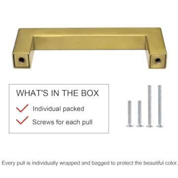 goldenwarm Gold Cabinet Pulls - 10 Pack Square Handles