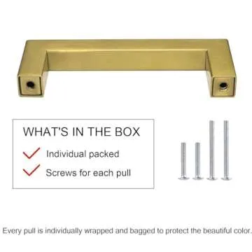 goldenwarm Gold Cabinet Pulls - 10 Pack Square Handles