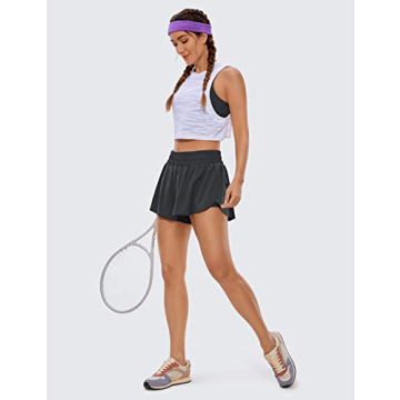 CRZ YOGA Flowy Running Shorts for Women in Graphite Grey