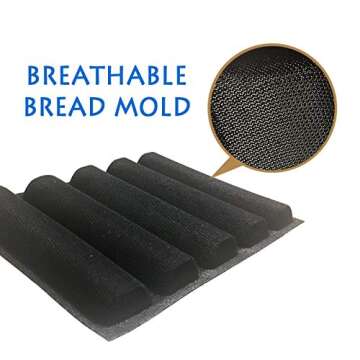 WL Silicone Fiberglass Bread Bun Mold Non Stick Reusable Sandwich Baking Form Perforated Mould 5 Loaf Bread Pan Baguette Mould