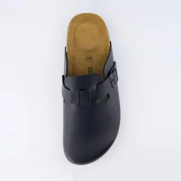 CUSHIONAIRE Hana Womens Clogs | Comfortable Vegan Suede Clogs for Women | Slip On Potato Shoes with Cork Footbed & Arch Support| Black 7.5