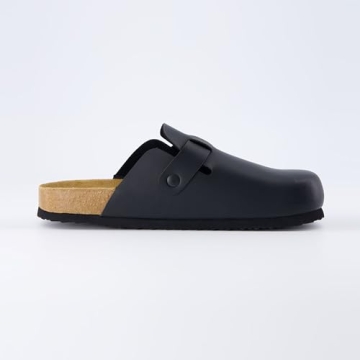 CUSHIONAIRE Hana Womens Clogs | Comfortable Vegan Suede Clogs for Women | Slip On Potato Shoes with Cork Footbed & Arch Support| Black 7.5