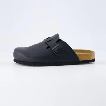 CUSHIONAIRE Hana Womens Clogs | Comfortable Vegan Suede Clogs for Women | Slip On Potato Shoes with Cork Footbed & Arch Support| Black 7.5