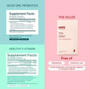 Love Wellness The Killer, Good Girl Probiotics & Healthy V Vitamin | Triple Threat Vaginal Suppository Kit | Fast-Acting Vitamins & Suppositories for Vaginal Health - Helps Support Healthy Odor & pH